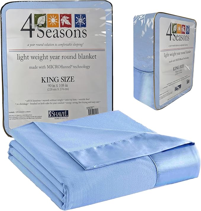 Thermee Micro Flannel King-Size Blanket, Lightweight All Seasons Cozy Throw for Home & Living Room, Soft Couch Blanket - Cornflower Blue