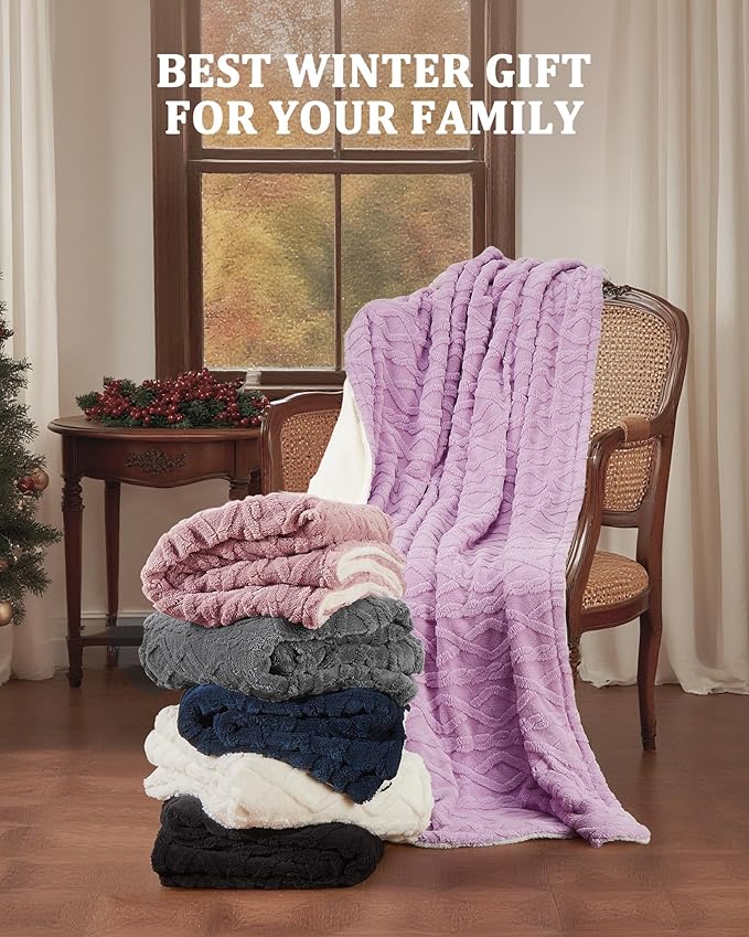 CAROMIO Electric Blanket Twin Size - Thick Tufted Sherpa Heated Blanket Twin with 10 Heating Levels and 10 Time Settings, ETL Certified Machine Washable Fast Heating Blanket Twin 62"×84", Purple