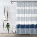 Awellife Boho Navy Blue Shower Curtain for Bathroom Stripe Shower Curtain 72 X 72 Inches Farmhouse Cotton