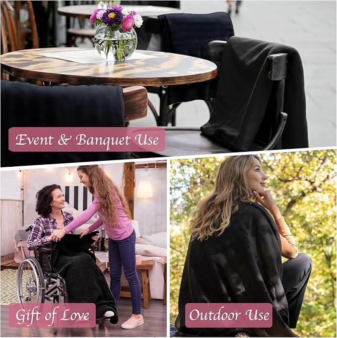 (24 Pack) Bulk Fleece 50x60 Throw Blankets for Wedding Favors, Homeless Women, Men, Homes, Bed, Sofa, Couch, Office, Pet Blankets, Travel | Soft Warm Lightweight Throw Blankets in Bulk (Black)