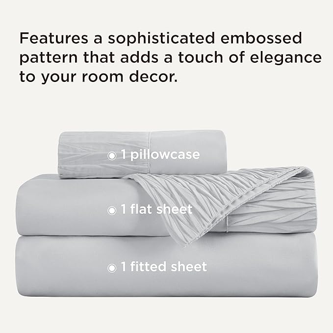 Bedsure Twin Sheets Set - 3 Pieces Soft Twin Bed Sheets - Breathable & Cooling - Hotel Luxury - Easy Care Polyester Microfiber Bedding for Women, Men, Light Grey