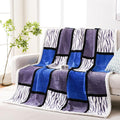 PU MEI Sherpa Blanket Fleece Throw Blanket Queen Plaid Thick Bed Blanket, Soft Warm Cozy Throw Blanket, 80”*90” Zabra-Blue Grey