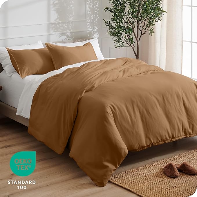 Bare Home Bedding Duvet Cover King Size - Premium 1800 Super Soft Collection - Lightweight, Cooling - Soft Breathable Bedding Duvet Cover (King, Caramel)