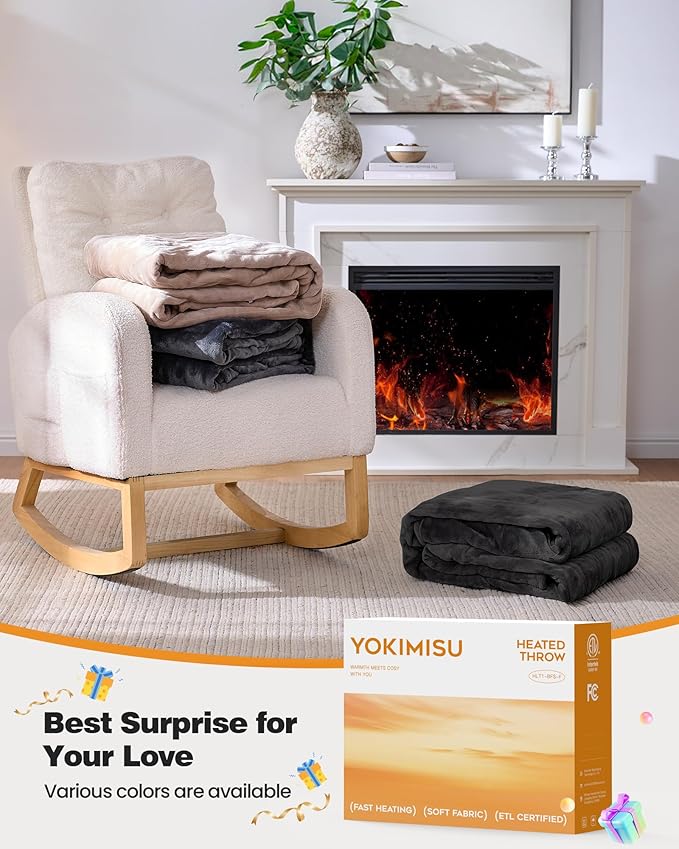Electric Blanket King- Heated Blanket Super Soft, Dual Control & 9 Heat Settings Heating, 10 Hours Auto Off, Soft Flannel to Sherpa, Fast Heating Electric Throw, Machine Washable, 90" x 100''- Black