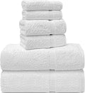 Chakir Turkish Linens 100% Cotton Premium Turkish Towels for Bathroom, 2 Large Bath Towels, 2 Hand Towels, 2 Washcloths (6-Piece Towel Set, White)