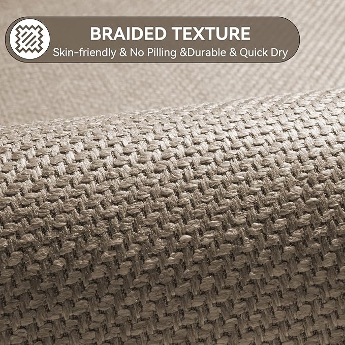 Bathroom Rugs Mat 24x35, Ultra Thin Non Slip Bath Mats for Bathtub Quick Dry Absorbent Rubber Bathroom Mat Fit Under Door, Woven Washable Half Round Bath Rugs Floor, Beige Brown