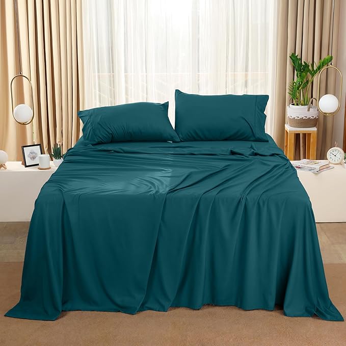 Utopia Bedding King Bed Sheets Set - 4 Piece Bedding - Brushed Microfiber - Shrinkage and Fade Resistant - Easy Care (Teal Green)
