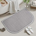 Bathroom Rugs Mat 24x35, Non Slip Ultra Thin Bath Mat Quick Dry Absorbent Washable Woven Half Round Bath Mats for Bathroom Floor Rubber Backed Fit Under Door Grey