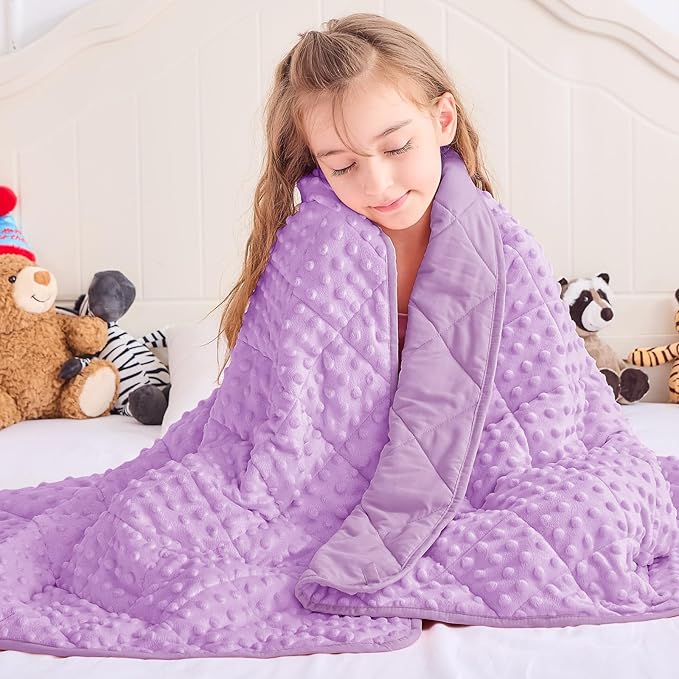 yescool Weighted Blanket 5 Pounds, Blanket Gifts for Boys and Girls, Small Weighted Throw Blankets Washable Heavy Blankets, Winter Weighted Comforter for 40-70lbs, 36 * 48in, Light Purple