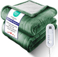 Electric Heated Blanket Twin, Ultra‑Cozy Premium Flannel & Sherpa, Even Heat Distribution & Stable Temp, 1–10H Auto‑Off, 8 Temps (86–125.6°F), Overheat Protection, Ideal Gifts for Grandma