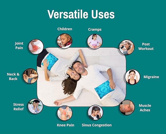 Microwavable Corn Filled Heating Pad and Cold Pack/Washable 100% Cotton Cover (Watermark - Aqua, 7.5in W x 11in L)