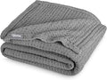 Bare Home Grey Waffle Blanket, Throw Size 44Wx66L, 100% Cotton, Soft & Breathable for All Seasons, Lightweight, Perfect for Layering Bed, Sofa & Couch (Throw/Travel, Grey)