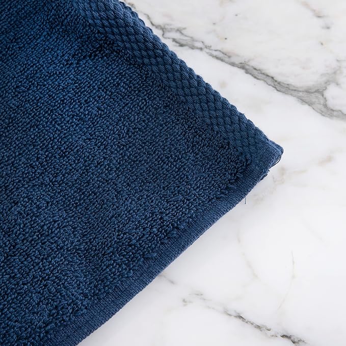 Rae Dunn Hand Towels, Embroidered Decorative Hand Towel for Kitchen and Bathroom, 100% Cotton, Navy- Fresh, Clean, 16"x 28"