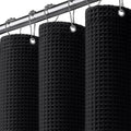 Stall Waffle Shower Curtain - Black Cotton Fabric Texture Heavyweight Shower Curtain for Narrow Bathroom,Washable,36Wx72L