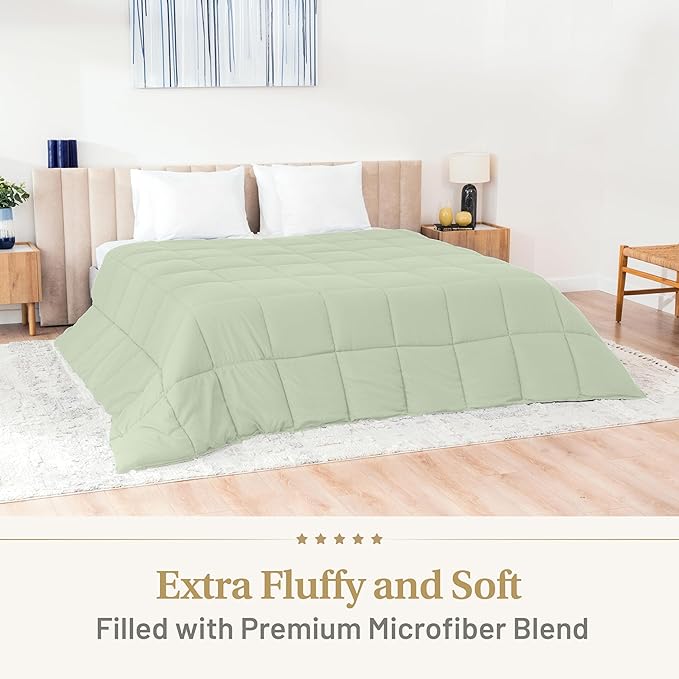 The Ultimate Luxury Fluffy Down Alternative Comforter Plush Premium Duvet Insert Thick Comforter All Season Breathable Hotel Collection Puffy Comforter (Queen Sage Green) …