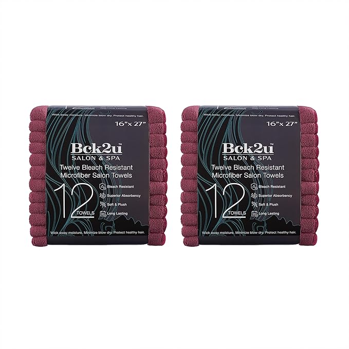 Arkwright Bleach Proof Salon Towels Bulk - Case of 144 - Ultra Soft, Gentle Microfiber, Highly Absorbent & Quick Dry Spa Facial Towel for Hair Stylist, Nail Shop, and Esthetician, 16 x 27 in, Burgundy