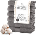 MAURA Basics Turkish Cotton Washcloth Towel Set High Performance Bathroom Essentials with Hanging Loops, Standard Size 13”x13”, Ideal for Daily Comfort, Space Gray