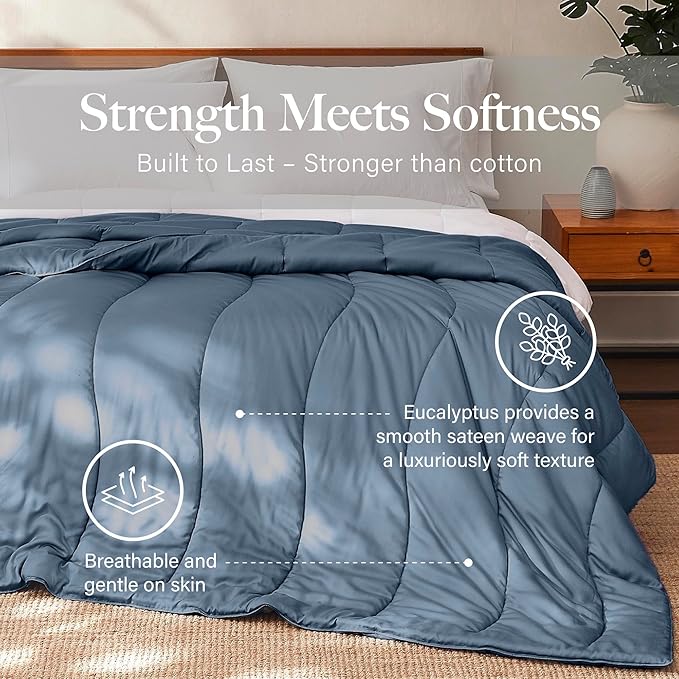 Modern Threads Tencel Lyocell Luxury Ultra Soft Down Alternative Comforter, Blue, King