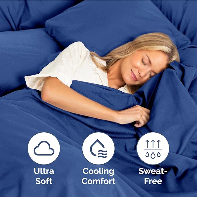 Split King Size 5 Piece Sheet Set - Extra Soft, Breathable & Cooling Sheets - Hotel Luxury Bed Sheets for Women & Men - Deep Pockets, Easy-Fit & Wrinkle-Free Sheets - Cobalt Blue Oeko-Tex Bed Sheets