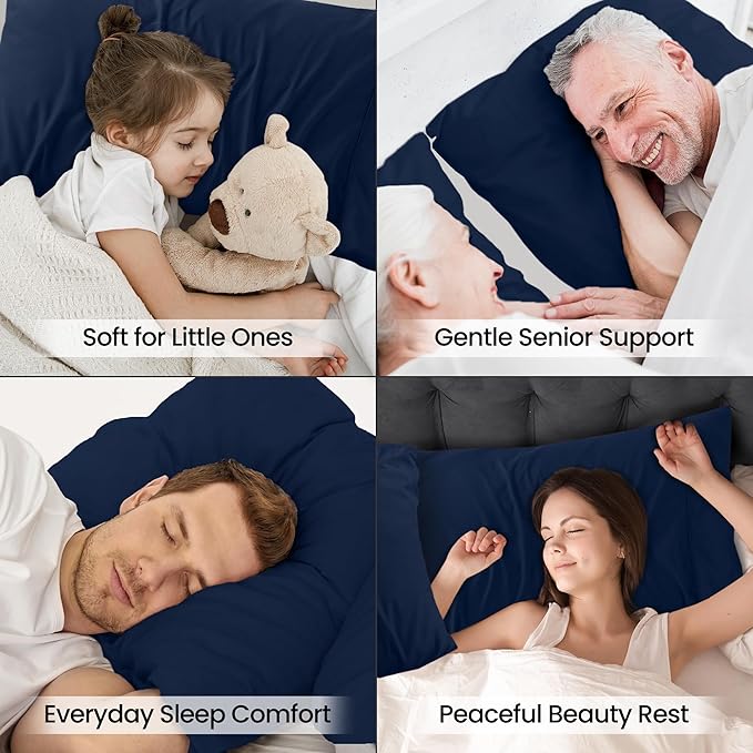 Pillow Covers by Utopia Bedding - King Size 2-Pack – Soft Brushed Microfiber – Perfect for Hospitals, Hotels, Guest Rooms – Oeko-TEX Certified, 20x40 Inches (Navy)