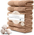 MAURA 6-Pack Premium Turkish Washcloth Set - Ultimate Luxury with Soft, Thick, Super Absorbent, and Oversized Cotton Face Towels - Ideal for a Hotel & Spa Quality Experience in Classic Brown Elegance