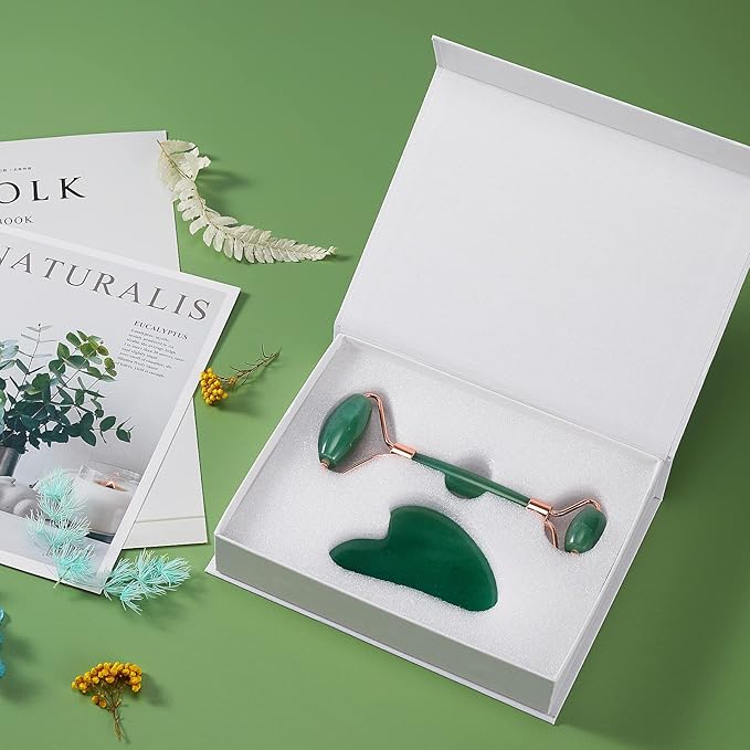 Jade Roller for Face, Facial Roller Massager Skin Care Tool, Gua Sha Facial Tools for Face, Neck, Eyes, Reduce Puffiness of The Skin (Green)