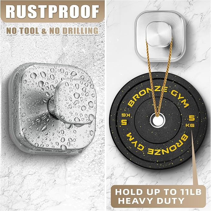 No-Drill Reusable Suction Cup Hooks, 2-Pack Brushed Nickel – Towel, Robe, Loofah, Coat Hook for Glass, Mirror, Tile, Shower, Bathroom, Kitchen & Metal (Smooth, Non-Porous Surfaces)