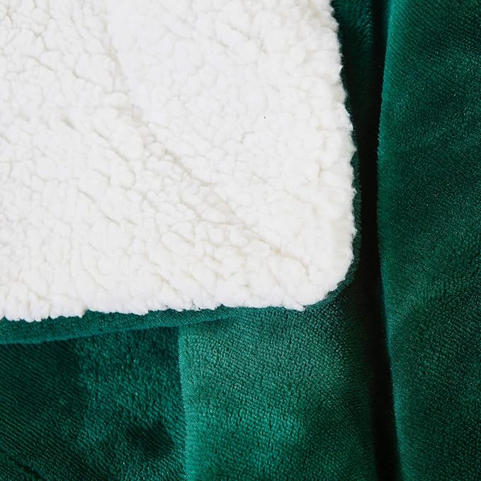 SOCHOW Sherpa Fleece Throw Blanket, Double-Sided Super Soft Luxurious Plush Blanket Queen size 90 inchx90 inch, Green