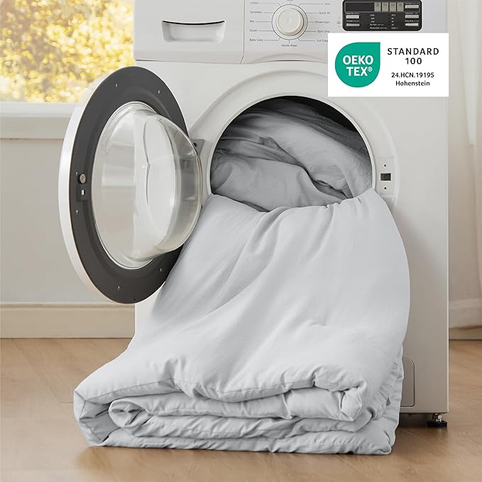 Bedsure King Size Comforter Set, Light Grey Soft Prewashed Bedding for All Seasons, 3 Pieces GentleSoft™ Warm Down Alternative Bed Set, 1 Lightweight Comforter (104"x90") and 2 Pillowcases (20"x36")