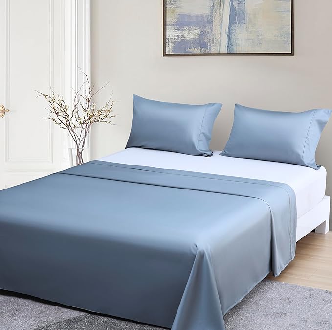Beckham Hotel Collection Twin Sheet Set 100% Cotton, 500TC Luxury Sateen Bedding, 16” Deep Pocket, Moisture-Wicking, 3-Piece, Dark Gray
