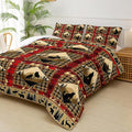 Red and Black Plaid Comforter Set Twin，Twin Size Bedding Set Animal Print，Rustic Farmhouse Quilt Bedding Sets Twin，with 1 Comforter with 2 Pillow Case