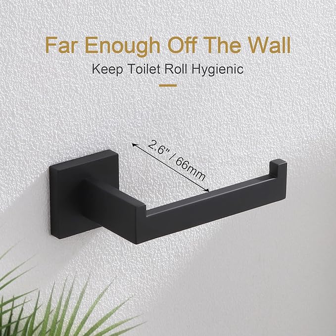 KOKOSIRI Black Toilet Paper Holders Bathroom Toilet Paper Roll Holder SUS304 Stainless Steel Contemporary Wall Mounted, Matte Black, B2003BK