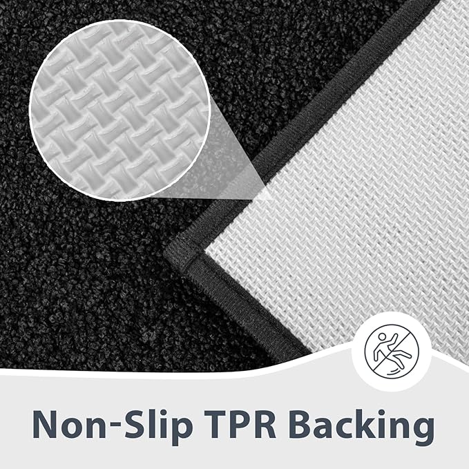 Bathroom Rugs 20" x 30", Non-Slip Extra Soft Absorbent Bath Rugs, Machine Washable Quick Dry Bath Mats for Bathroom Floor, Shower, Bathtub and Sink, Black