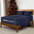 Mellanni Extra Deep King Sheets - 4 PC Iconic Collection Bedding - Hotel Luxury, Ultra Soft, Cooling Bed Sheets - Wrinkle, Fade, Stain Resistant (King, Navy Blue)