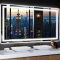 55"x30" LED Bathroom Mirror with Anti-Fog, Stepless Dimmable Lights, 3 Color Modes, Shatter-Proof Tempered Glass, Memory Function & Waterproof Design