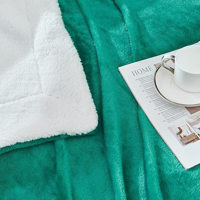 SOCHOW Sherpa Fleece Throw Blanket, Double-Sided Super Soft Luxurious Plush Blanket Twin Size, Malachite Green, 60x80 inches
