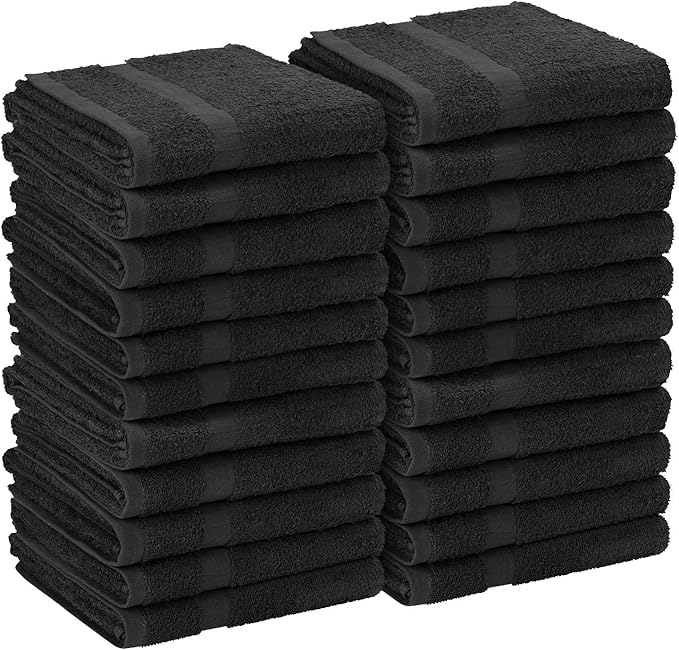 Utopia Towels Black Salon Towels, Pack of 72 (Not Bleach Proof, 16 x 27 Inches) Highly Absorbent Towels for Hand, Gym, Beauty, Spa, and Home Hair Care