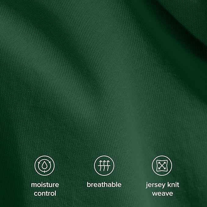 Bare Home 100% Organic Cotton Jersey Duvet Cover Set - Ultra Soft - 100% Cotton - 2pcs - Corner Ties - Button Closure - Bed Duvet Cover & Pillow Shams (Twin/Twin XL, Forest Green)