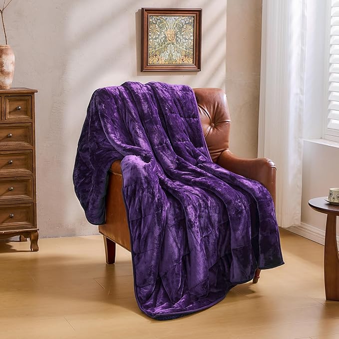 Super Fuzzy Soft Sherpa Fleece Weighted Blanket, 15 lbs Dual Sided Fluffy Heavy Weighted Blankets for Adults - No Bunching with Double Layers of Soft Inner Lining (48"x 72", 15 Pounds)