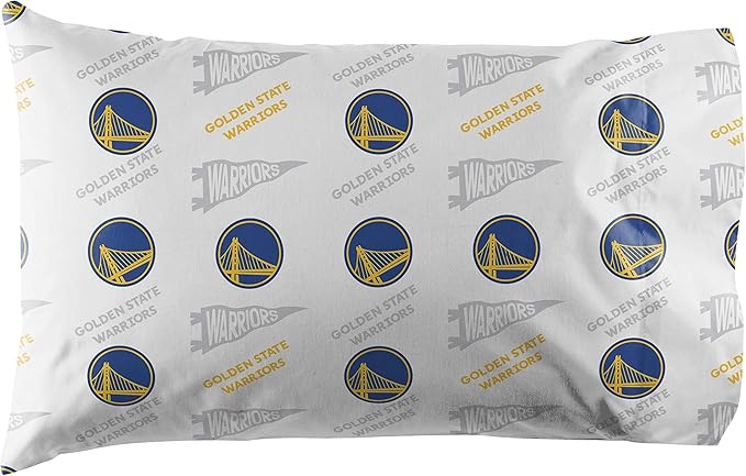 Officially Licensed Golden State Warriors NBA Twin Size Sheet Set – Soft Team Logo Bedding for Dorms, Bedrooms, Fan Caves & Game Day Style