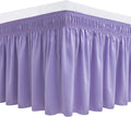 Biscaynebay Wrap Around Bed Skirts for Twin & Twin XL Beds 15" Drop, Lavender Adjustable Elastic Dust Ruffles Easy Fit Wrinkle & Fade Resistant Silky Luxurious Fabric Machine Washable