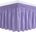 Biscaynebay Wrap Around Bed Skirts for Full & Full XL Beds Short Drop of 12", Lavender Adjustable Elastic Dust Ruffles Easy Fit Wrinkle Resistant Silky Luxurious Fabric Machine Washable