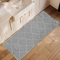 ZALL Waffle Bath Mat,Super Absorbent Non Slip Bathroom Rug,Grey 24X72inch, Geometric Diamond Machine Washable Ultra Soft Floor Mats Gray