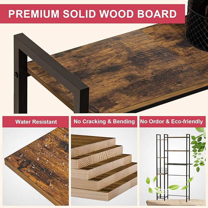 31.5" Wide Over Toilet Bathroom Organizer, Solid Wood Over The Toilet Storage With Paper Holder, Hooks, Side Shelf, Freestanding Bathroom Shelves Over Toilet for Laundry Room, Dorm Room, Balcony