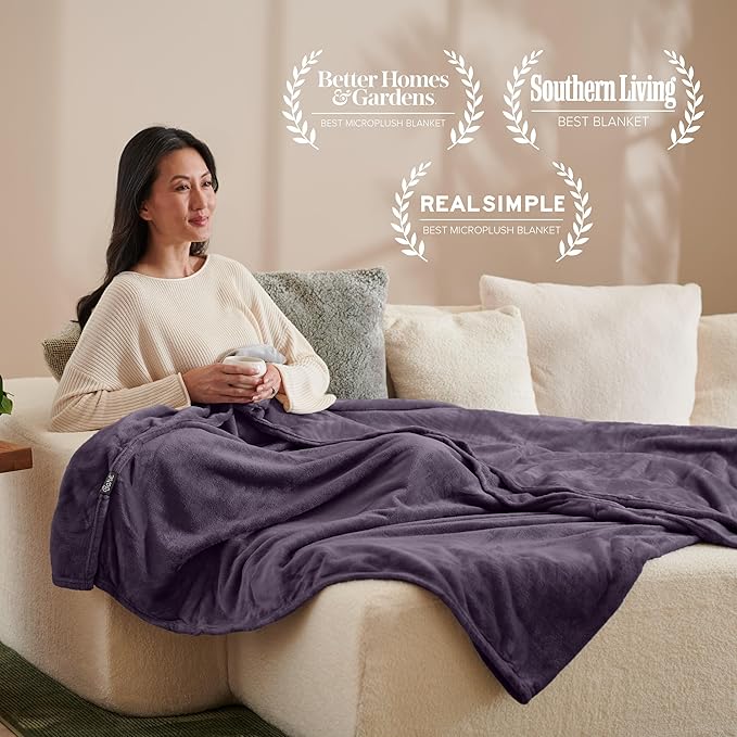 Bare Home Fleece Blanket - Full/Queen - Ultra-Soft Lightweight for Bed, Sofa, and Couch - Luxury Microplush - Cozy Warm Blanket (Full/Queen, Eggplant)