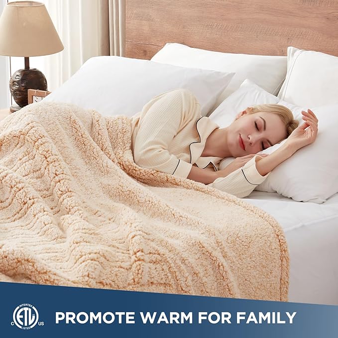 Westinghouse Electric Blanket Twin Size, Soft Plush Sherpa Heated Blanket with 10 Heating Levels & 1-12 Hours Auto-Off, Machine Washable, 62x84 inches, Yellow