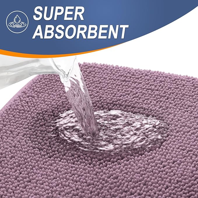 OLANLY Thick Memory Foam Bath Mat Rug 44x24, Extra Soft Absorbent Bathroom Rug, Quick Dry Bath Mats, Non-Slip, Machine Washable Carpet for Bathroom, Tub and Shower, Home Decor Accessories, Deep Plum