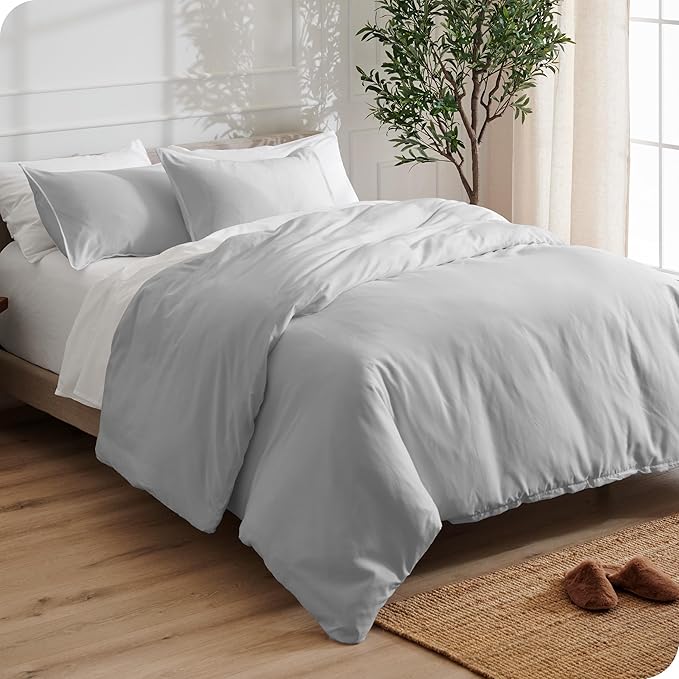 Bare Home Bedding Duvet Cover King Size - Premium 1800 Super Soft Collection - Lightweight, Cooling - Soft Breathable Bedding Duvet Cover (King, Cloud Grey)