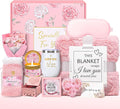 Gift Baskets for Women, Self Care Gifts Spa Basket Set for Women Get Well Soon Gifts with Flannel Blanket Care Package, Thinking of You Christmas Birthday Gifts for Mom Girlfriend Sister Wife
