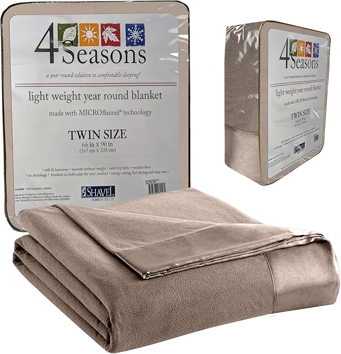 Thermee Micro Flannel Twin Size Blankets, Lightweight All Seasons Cozy Blanket, Throw Blankets for Home and Living Room, Comfy & Soft Blanket for Couch, Machine Wash, No Pilling - Acorn